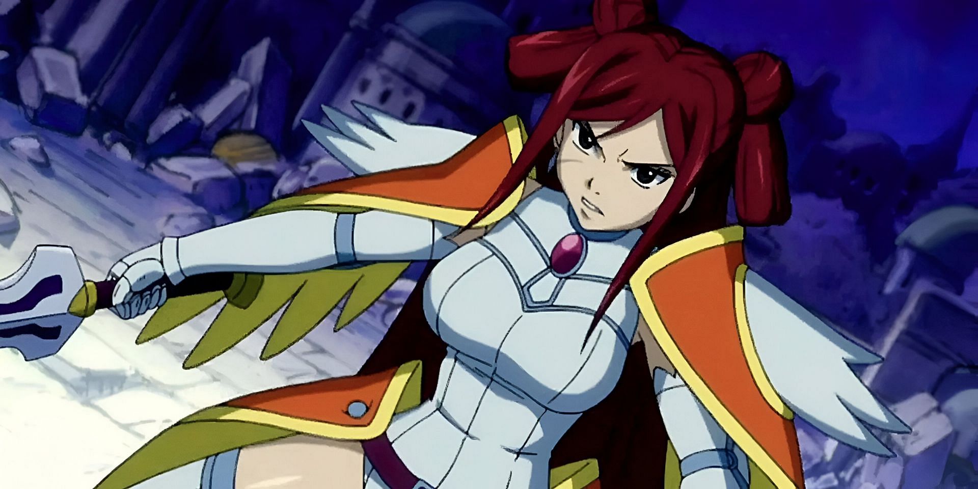 One of the anime swordsmen, Erza Scarlet (Image via A-1 Pictures)